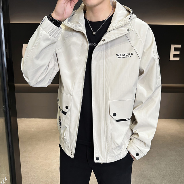 Men's Spring and Autumn Loose Hooded Jacket 2025 New American Style Trendy Brand Workwear Casual Top