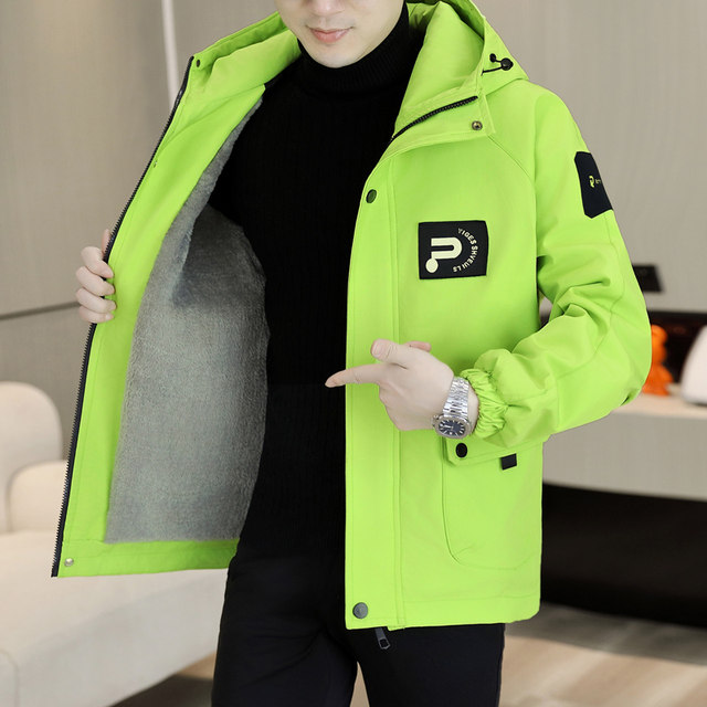 Velvet Jacket Men's Autumn and Winter Thickened Warm Hooded Jacket 2025 New Functional Style Handsome Work Jacket