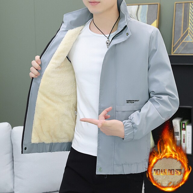 Workwear Jacket for Men, Winter 2025 New Style, Fleece-Lined, Thickened, Stand-Up Collar Jacket, Trendy Brand, Warm, Casual, Cold-Proof Cotton Clothing