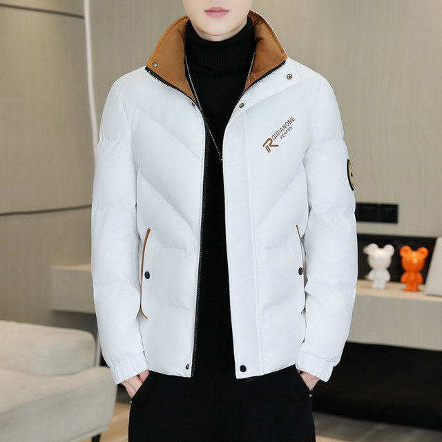 Men's down Cotton Jacket, Winter 2026 New Trendy Brand, Stand Collar, Short Style, Thickened, Cool and Stylish, Cold-Proof and Warm Coat