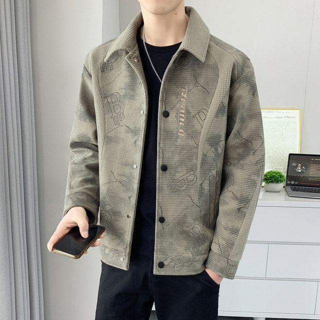 Lapel Jacket for Men, Spring and Autumn 2026 New Trendy Slim-Fit Stylish Coat, American-Style High-End Jacket for Teenagers