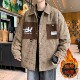 Men's Autumn and Winter New Style Jacket for Teenagers and Students, Loose-Fitting Workwear, Trendy Brand, Turn-Down Collar, Padded and Thickened Jacket