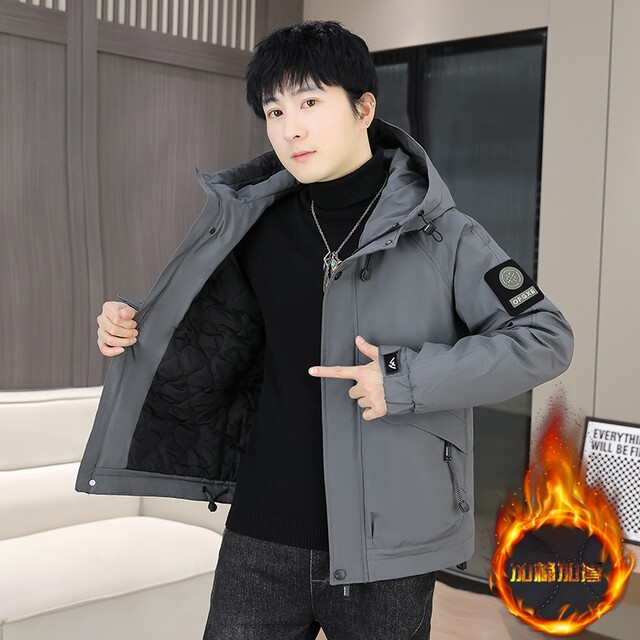 2026 Autumn/Winter New Cotton-Padded Hooded Jacket for Men, Casual Fashion, Thickened, Warm, High-End Feel, Double Cotton Coat, Trendy