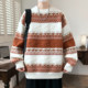 Striped Sweater for Men, Autumn and Winter 2025 New Style, Loose Round Neck Knitwear, Thickened Warm Clothing for Teenagers