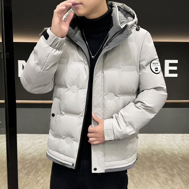 Down jacket men's winter 2025 new authentic trendy brand thickened short white duck down men's winter jacket hooded
