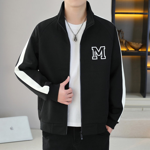 2026 New Spring and Autumn Men's Stand-Up Collar Jacket, Fashionable and Trendy Korean Style, Handsome Casual Color-Blocked Top