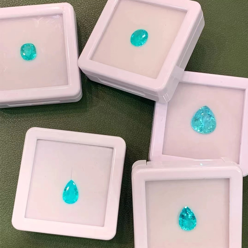 Luqian colored gemstone natural Paraiba bare stone neon blue Brazil Mozambique gemstone ring inlaid custom