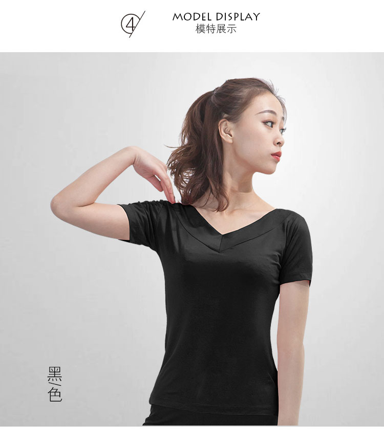 Hedgekey mùa hè mới trang phục khiêu vũ nữ V-cổ áo ngắn tay Latin nhảy thực hành quần áo khiêu vũ tập thể dục nhảy vuông - Khiêu vũ / Thể dục nhịp điệu / Thể dục dụng cụ trang phục khiêu vũ