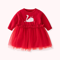 Spring and autumn clothes foreign air girl dress with dress baby knit sweater skirt baby princess age gown New Years Eve