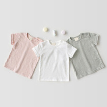 Summer baby cut-boy clothes male and female baby pure color T-shirt breathable pure cotton short sleeves Undershirt Baby Blouse Thin