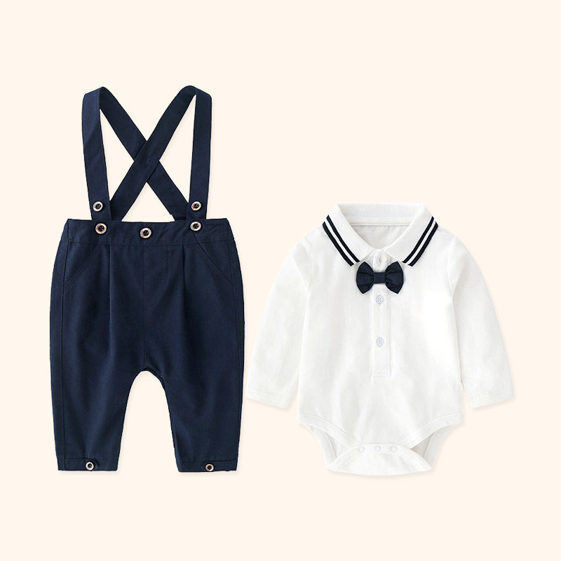 Boy baby suit autumn and winter clothing one-year-old dress long-sleeved two-piece baby cotton baby bag trousers 0-1 years old boy 2 tide