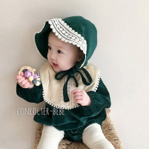 ins South Korean Spring and Autumn Costume Farting Gold Velvet Climbing Suit Womens Baby 100 Days of Princess Yuanyuan One-piece Clothes