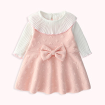 Girls two suits 2022 Spring and autumn clothes new 0-1-year-old baby foreign air dress baby One-year-old dress