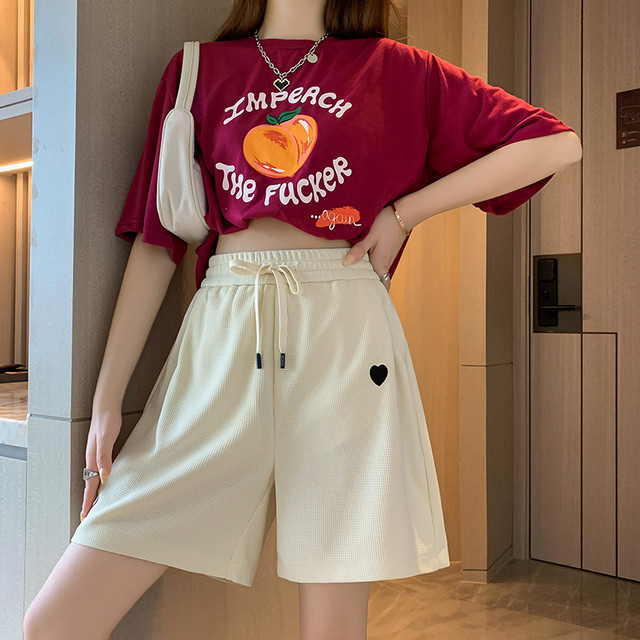 High-waisted shorts Huang Xiangting five-point thin American casual style