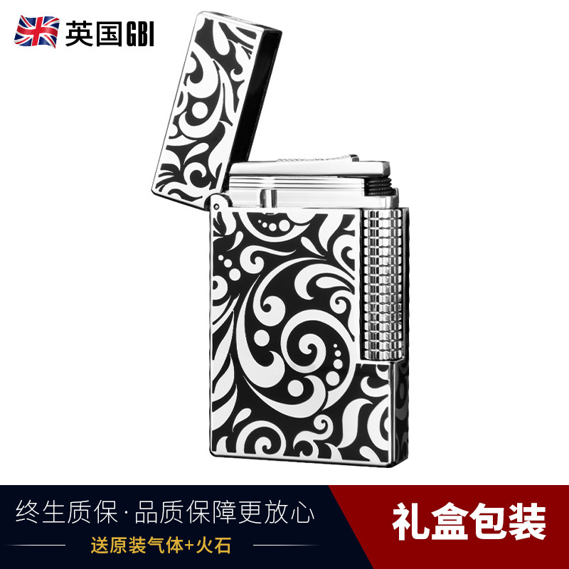 British GBI high end sound lighter inflatable men's flip upscale lighter pure copper side slide grinding wheel gift-giving