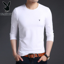 Playboy Cotton Long Sleeve T-Shirt Men Spring Round Neck Solid Color Swear base shirt Fashion Men