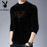 Playboy, мужской бархатный демисезонный утепленный трендовый шерстяной трикотажный свитер с круглым воротником
