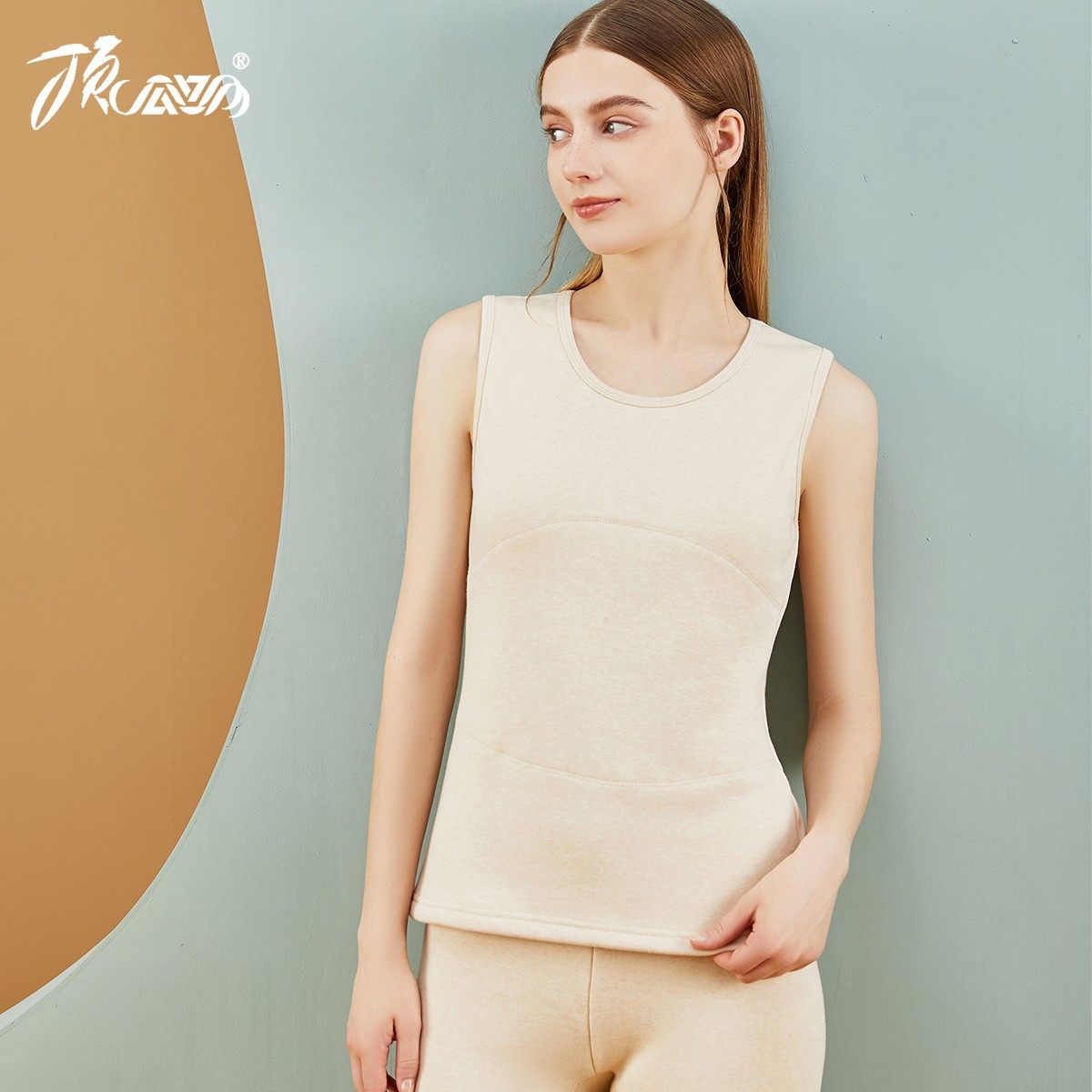 Top melon heating coat ladies thickened double layer of protective stomach vest pure cotton plus suede single blouse with sleeveless vest