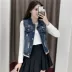 Áo khoác denim nữ mặc mùa xuân và mùa thu phiên bản Hàn Quốc mỏng của áo vest nữ kết hợp tất cả các lỗ trong áo khoác ghi lê không tay áo khoác đầu mùa thu - Áo vest Áo vest