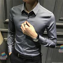 Mens Shirt Mens Long Sleeve Autumn High-end Slim 2021 New Business Premium Shirt Mens Free Iron Casual Formal Wear