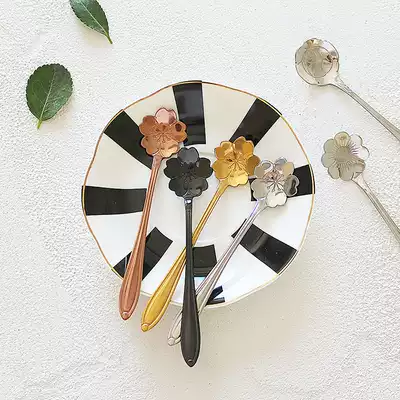One two Japanese tail single cherry blossom spoon flower coffee mixing spoon dessert spoon ice cream spoon set props