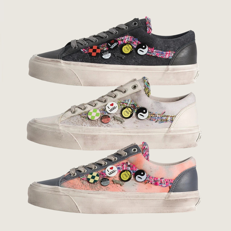 Vans Premium Old Skool 36 Chanel-Style Badge Distressed Dirty Shoes Street Fashion Sneakers