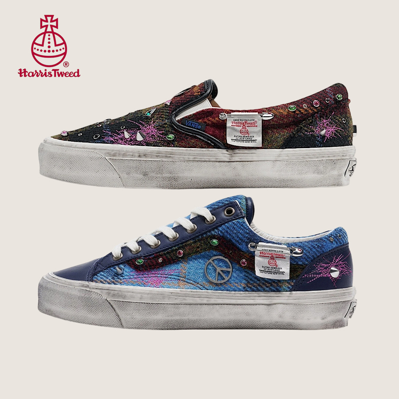 Harris Tweed X Vans Premium Harris Tweed Punk Style Distressed Dirty Sneakers Harris Tweed X Vans Premium Harris Tweed Punk Style Distressed Dirty Sneakers