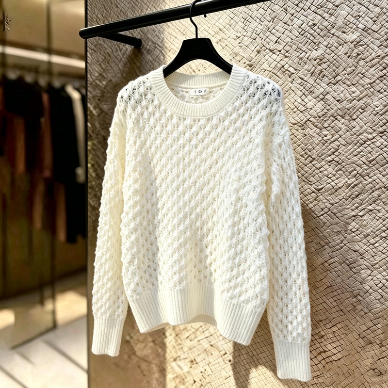 Lazy Style Round Neck White Pullover Knit Sweater for Women, 2026 Autumn New Versatile Trendy Super Popular Slimming Sweater Lazy Style Round Neck White Pullover Knit Sweater for Women, 2026 Autumn New Versatile Trendy Super Popular Slimming Sweater
