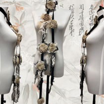 shiy handmade dried roses flowers burned by the silent wind Chinese style roses angels descend same style choker