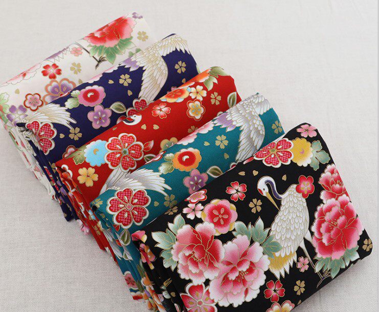 Import day style and all-pure cotton bronzed gold cloth 2276 Number of peony garments Width 110 * 90cm