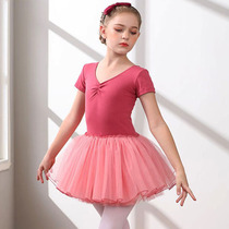 Children Dance Costumes Women Short Sleeves Summer Practice Dresses Young Children Dance Dresses Less Children Ballet Dresses Gymnastics Latin
