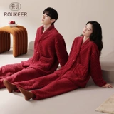 Зимняя пижама для влюбленных, красный коралловый бархатный праздничнный оберег на день рождения, увеличенная толщина