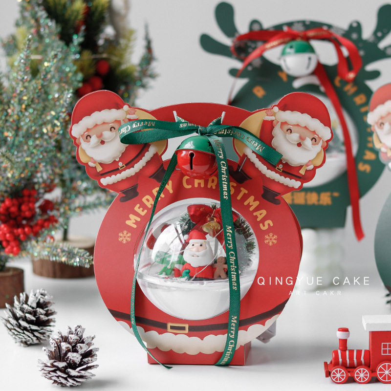 Christmas Cake Decorated Mousse Ball Clean Packaging Box Christmas Eve Apple Gift Box Crystal Ball Hugging Bucket