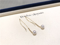 Japan direct mail Vendome Aoyama 18k gold akoya pearl small gold bead earrings