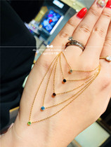 Japan agete 18k 18k gold single mini color diamond claw-free diamond clavicle chain necklace