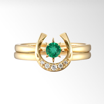 Japan direct delivery Star Jewelry 18k lucky U-shaped horseshoe emerald two sets of rings