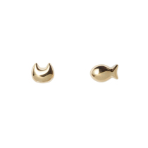 Japan direct delivery take up 18k The story of a cat and a fish asymmetrical earrings