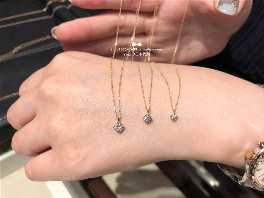 Japanese direct mail Ginza Rim 18K Super Flash four claw inlaid single diamond necklace choker