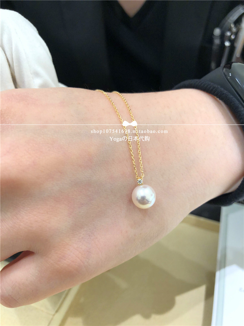 JAPAN STRAIGHT AWAY Tasaki 18k diamond dotted with AKOYA seawater pearl necklace collarbone chain-Taobao