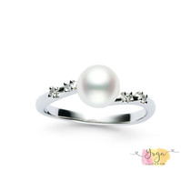 Japanese direct mail TASAKI 18k platinum akoya sea water pearl diamond embellishment ring