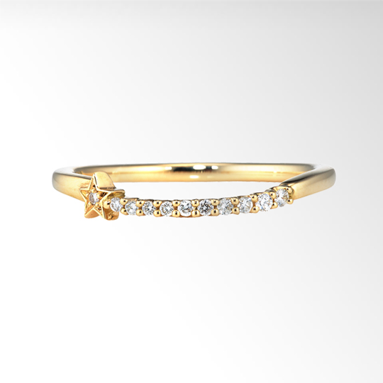 Japan Direct Mail Star Jewelry 18k Golden Night Flash Streaming Stars Design Diamond Ring