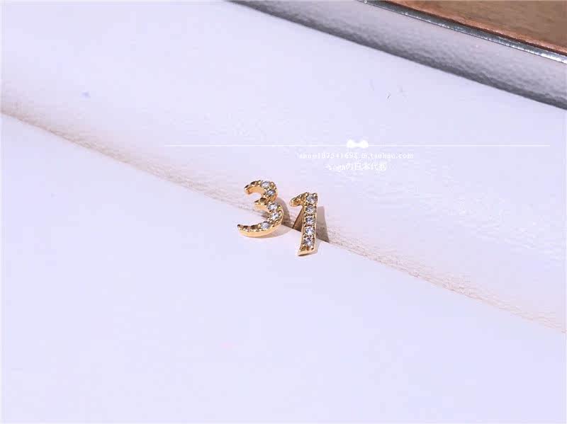 Japan Direct Star Jewelry 18K gold diamond 1-9 digital ear needle single
