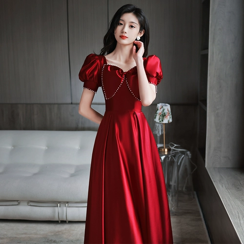 Вечернее платье для невесты, красное свадебное платье, летняя юбка для принцессы, изысканный стиль