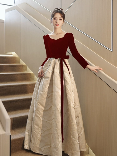 Вечернее платье, демисезонное красное свадебное платье, французский стиль, изысканный стиль