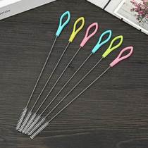 Stainless steel straw brush baby bottle brush multifunctional water cup nylon brush silicone glass cleaning brush