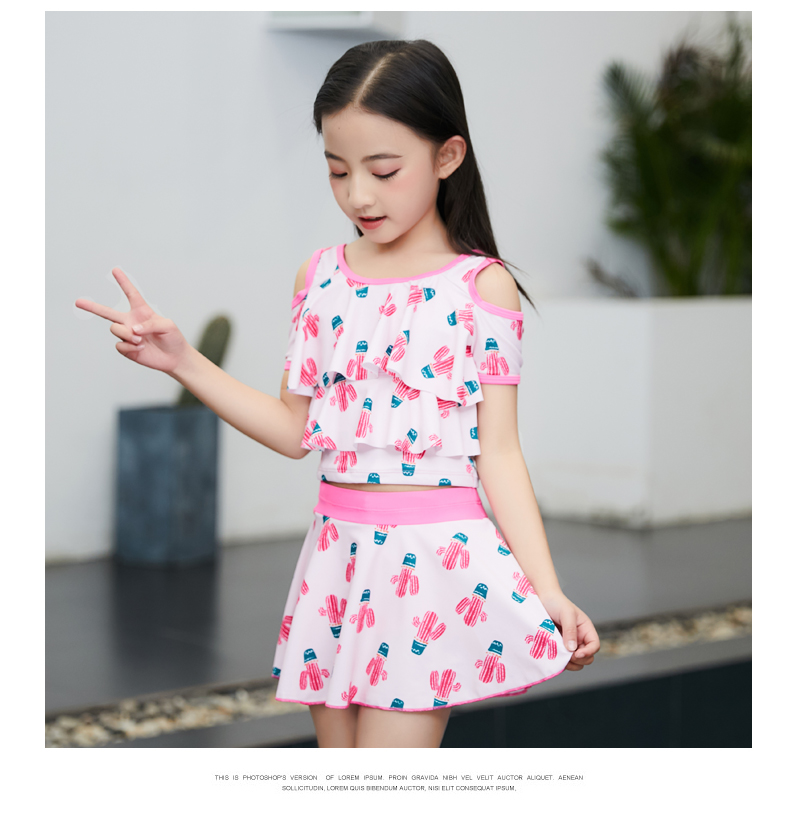 Đồ bơi trẻ em cô gái lớn Đồ bơi trẻ em công chúa bé chia váy sinh viên bong bóng mùa xuân kem chống nắng mùa xuân - Bộ đồ bơi của Kid đồ bơi bé gái