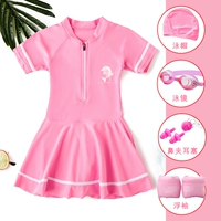 Розовая плавательная шапочка, водонепроницаемые плавательные нарукавники, носовой зажим, беруши