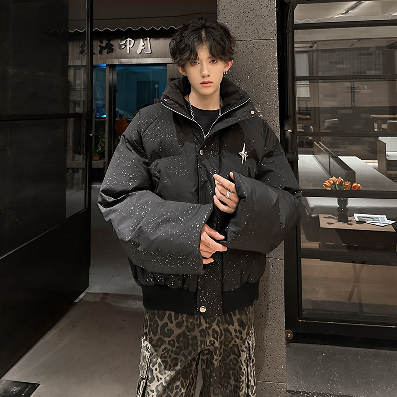 Gypsophila down Jacket for Men, Winter 2025 New Style, Thickened and Warm, American High Street Cool and Loose Cotton Coat