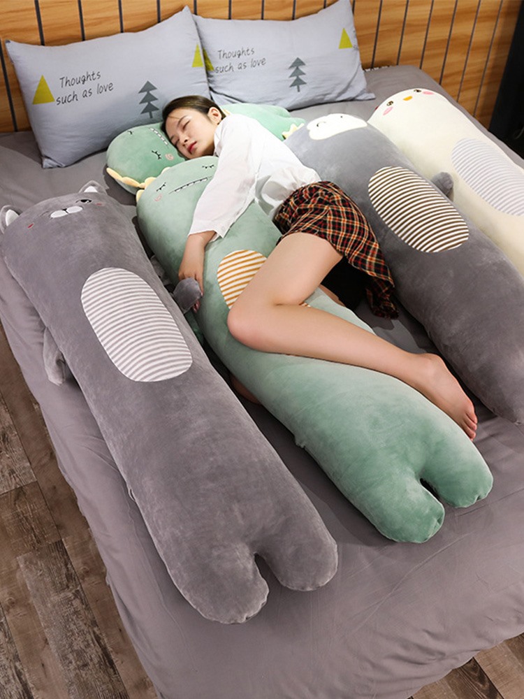 Japanese cute bed with long strip pillow for girls to sleep with leg pillows removable and washable for boys' pregnant women's bedside cushions