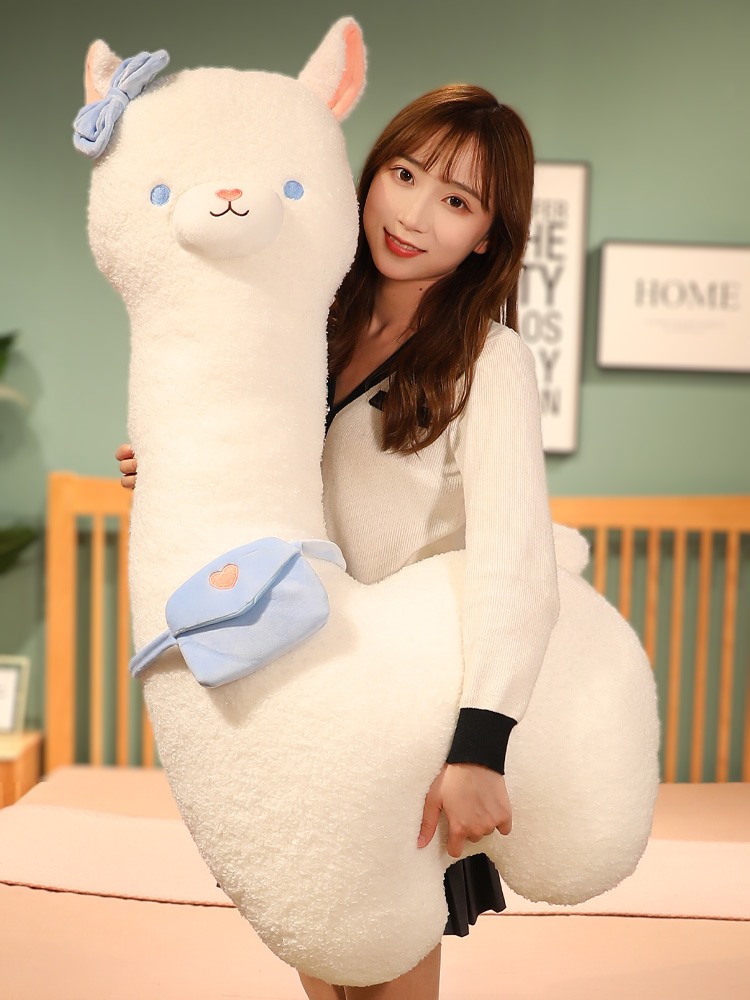 Japanese alpaca doll bed pillow girl sleeping leg clip doll long strip large cute plush toy